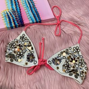 Victoria Secret beaded white swim top M